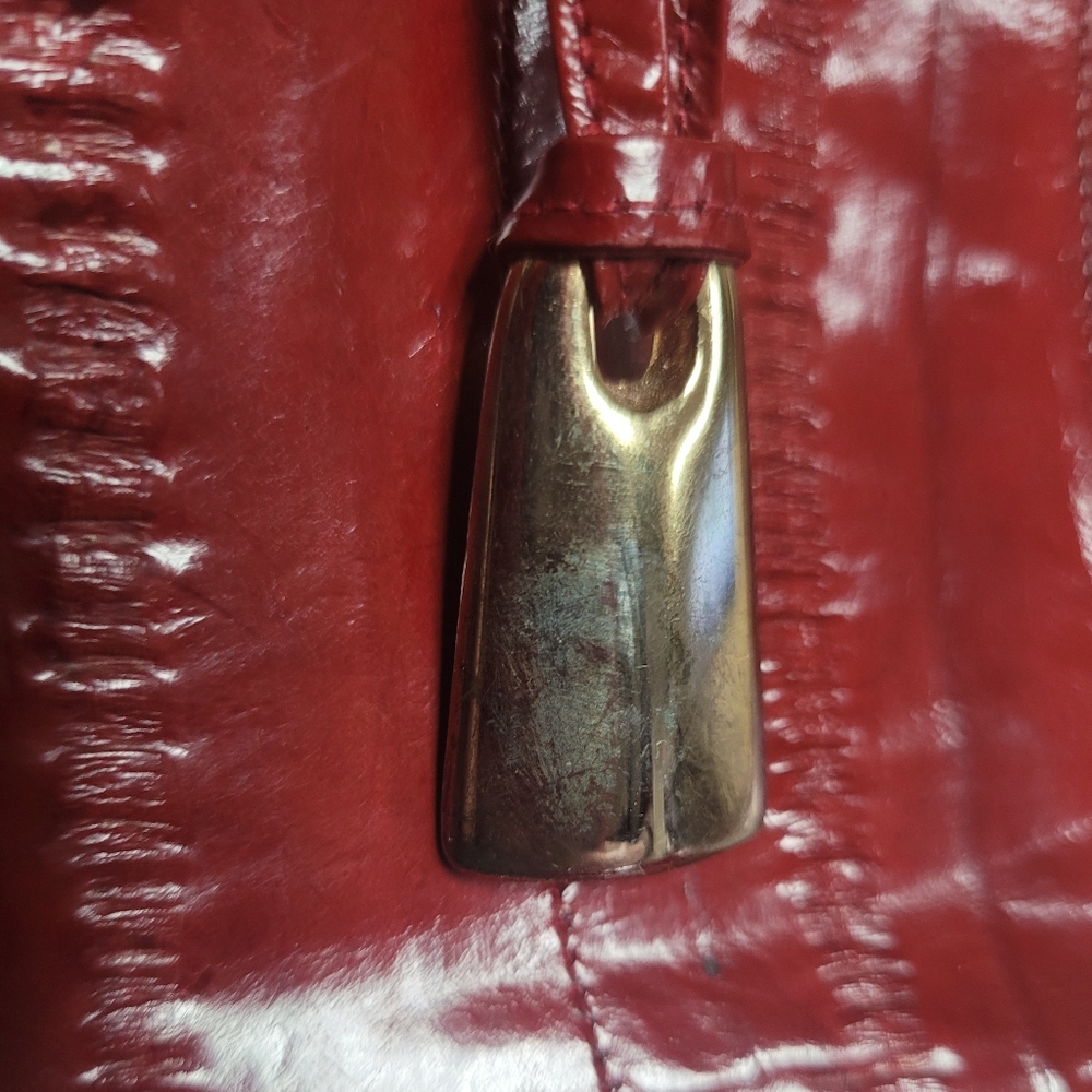 VINTAGE Elegant Red EEL SKIN Leather Made In Korea Shoulder Bag - Picture 3 of 16